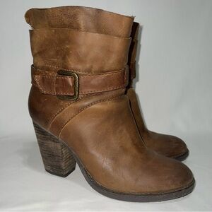 Steve Madden Riskey Women’s Brown Heeled Genuine Leather Booties, 7.5.